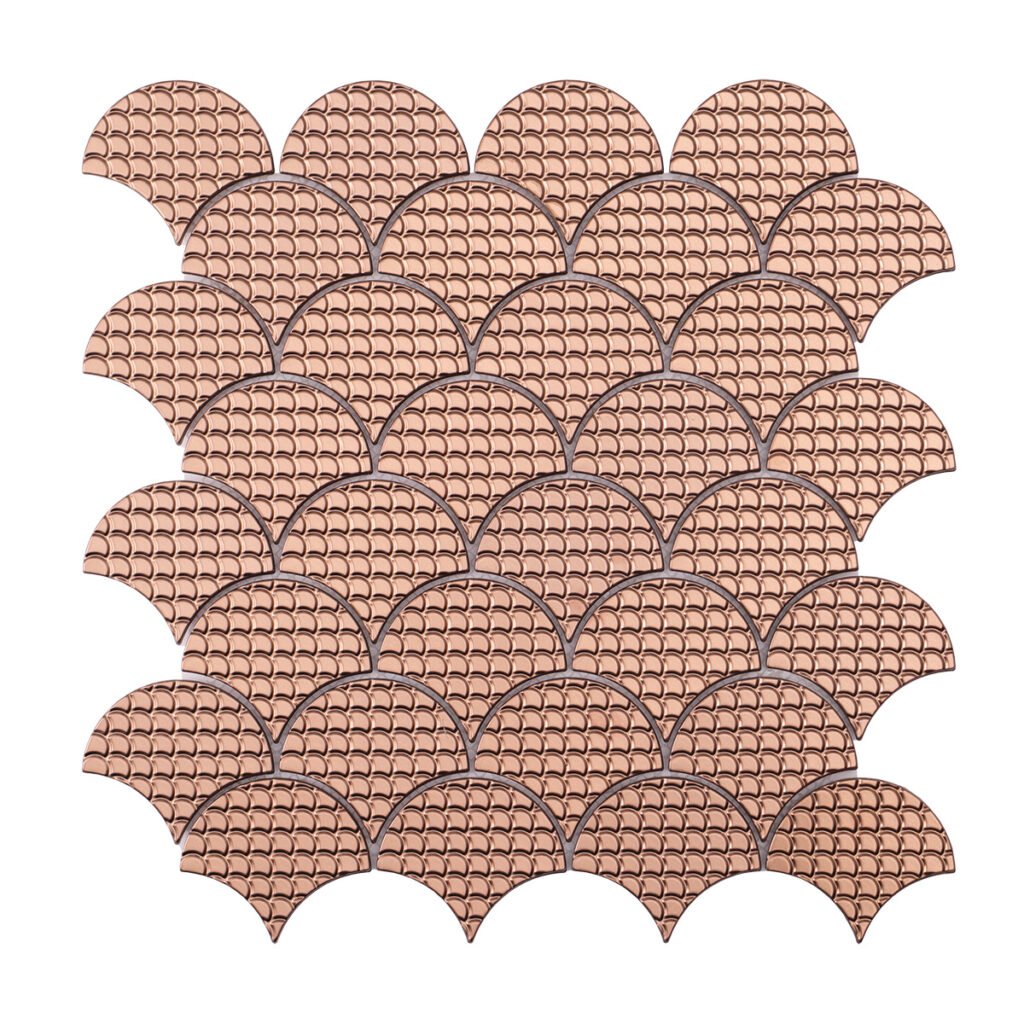Metallmosaikfliesen – Roségold, Fächerform
