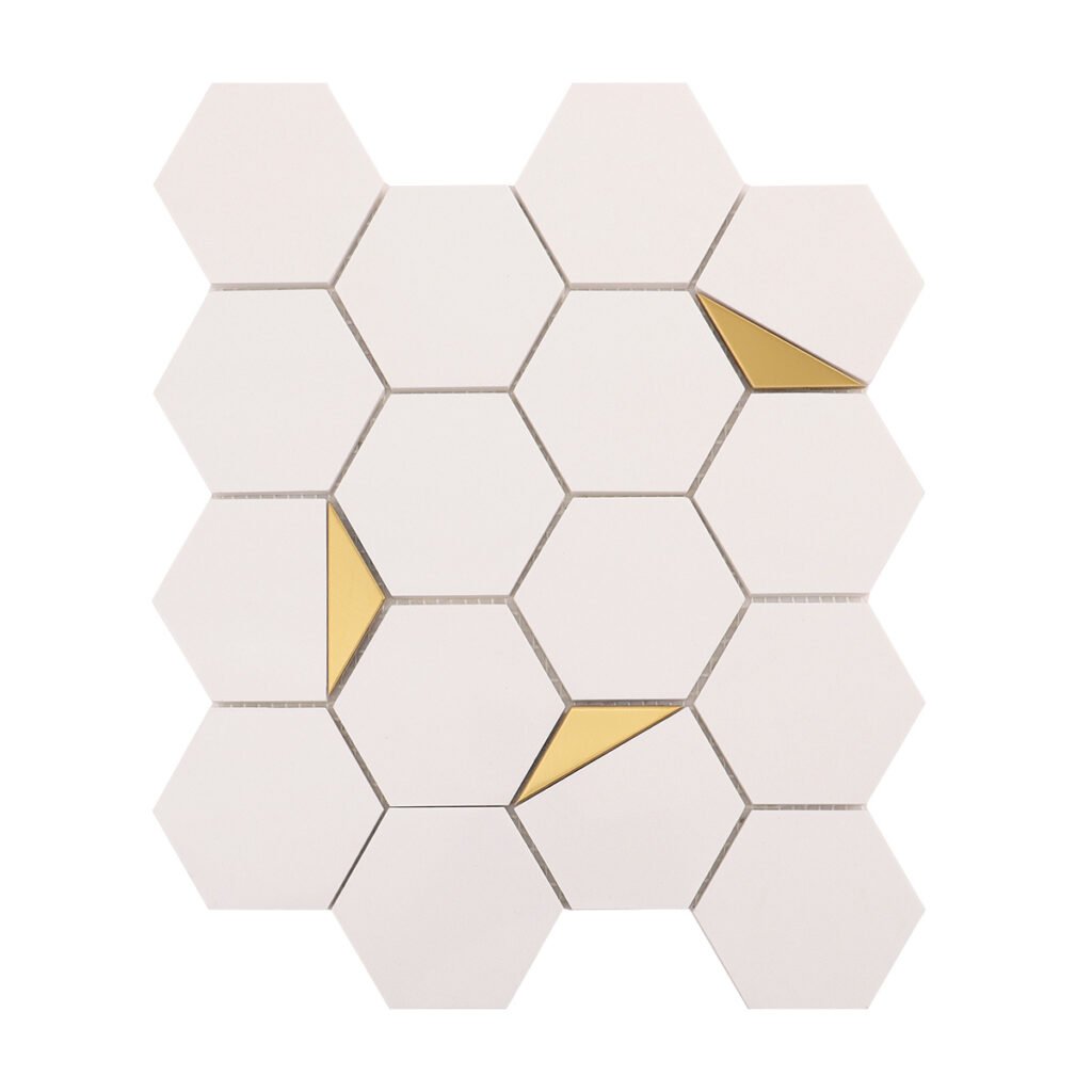 Piastrelle a mosaico in marmo – bianco, esagonale, levigato