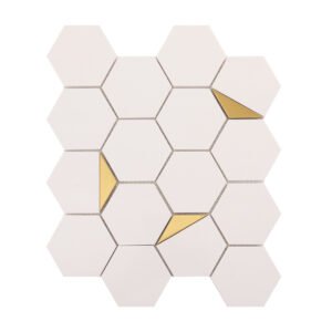 White Hexagon Honed Marble Mix Metal Mosaic Tiles-BJTiles