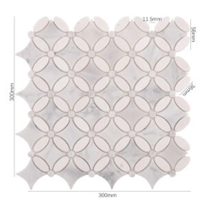 Piastrelle a mosaico in marmo – Carrara, bianco, floreale