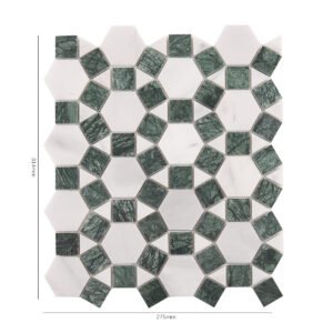 Marmormosaikfliesen – Grün, Sechsecke, Quadrate