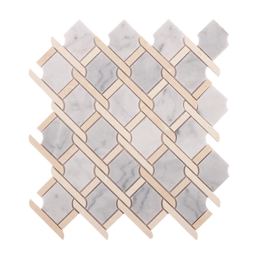 Piastrelle a mosaico in marmo – grigio / beige