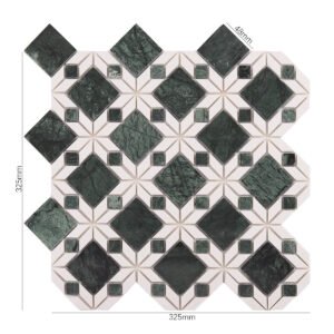Mosaïque en marbre – blanc / vert, motif floral — BJ-F523720AD8F6
