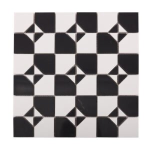 Obverse side of Black and White Polished Marble Mosaic Tiles.