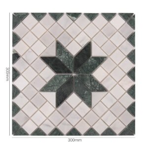 Mosaïque en marbre – Carrara, blanc / vert, étoilé, pour sol