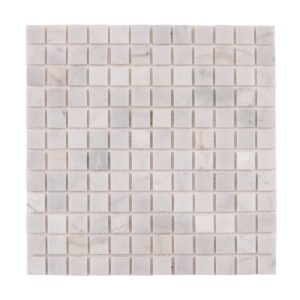Obverse side of Carrara Venato Square Honed Marble Mosaic Tiles