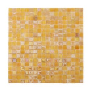 Glimmer Translucent Yellow Square Glass Mosaic Tiles, obverse side view