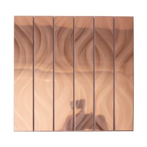 Mirror Copper Metal Rectangular Mosaic Tiles, obverse side view