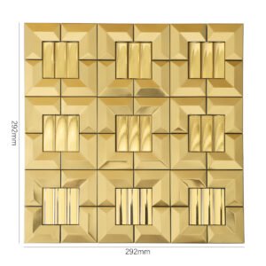 Mosaikfliesen aus Glas und Metall – Goldfarben, 3D-Struktur, für Fliesenspiegel
