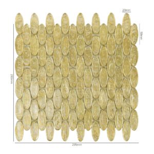 Mosaïque en verre – doré, ovale, feuille d’or