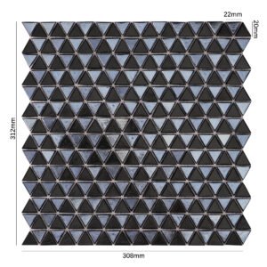 Glasmosaikfliesen – Schwarz, Dreiecke, glänzend, Miniformat