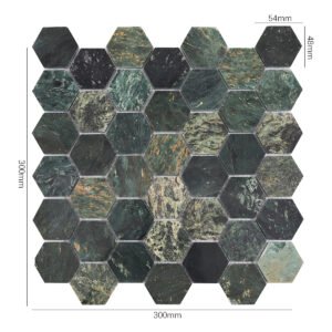 Piastrelle a mosaico in marmo – verde, esagonale