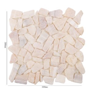 Mosaïque en travertin – beige, galets, adouci, pour sol