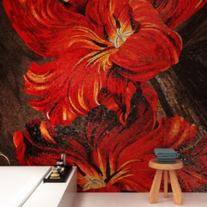 Individuell anpassbares Glasmosaikbild – Große rote Blume
