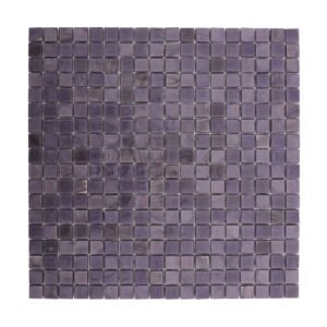 Showcasing the vibrant dark purple glass bathroom shower mosaic wall tile design.