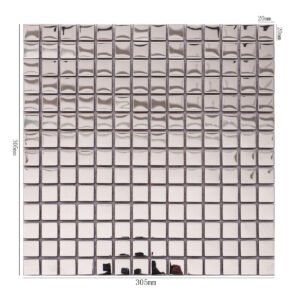 Piastrelle a mosaico in acciaio inossidabile – argentato, quadrato, a specchio