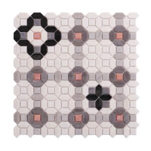 Gray and White Flower Glass Mosaic Tiles