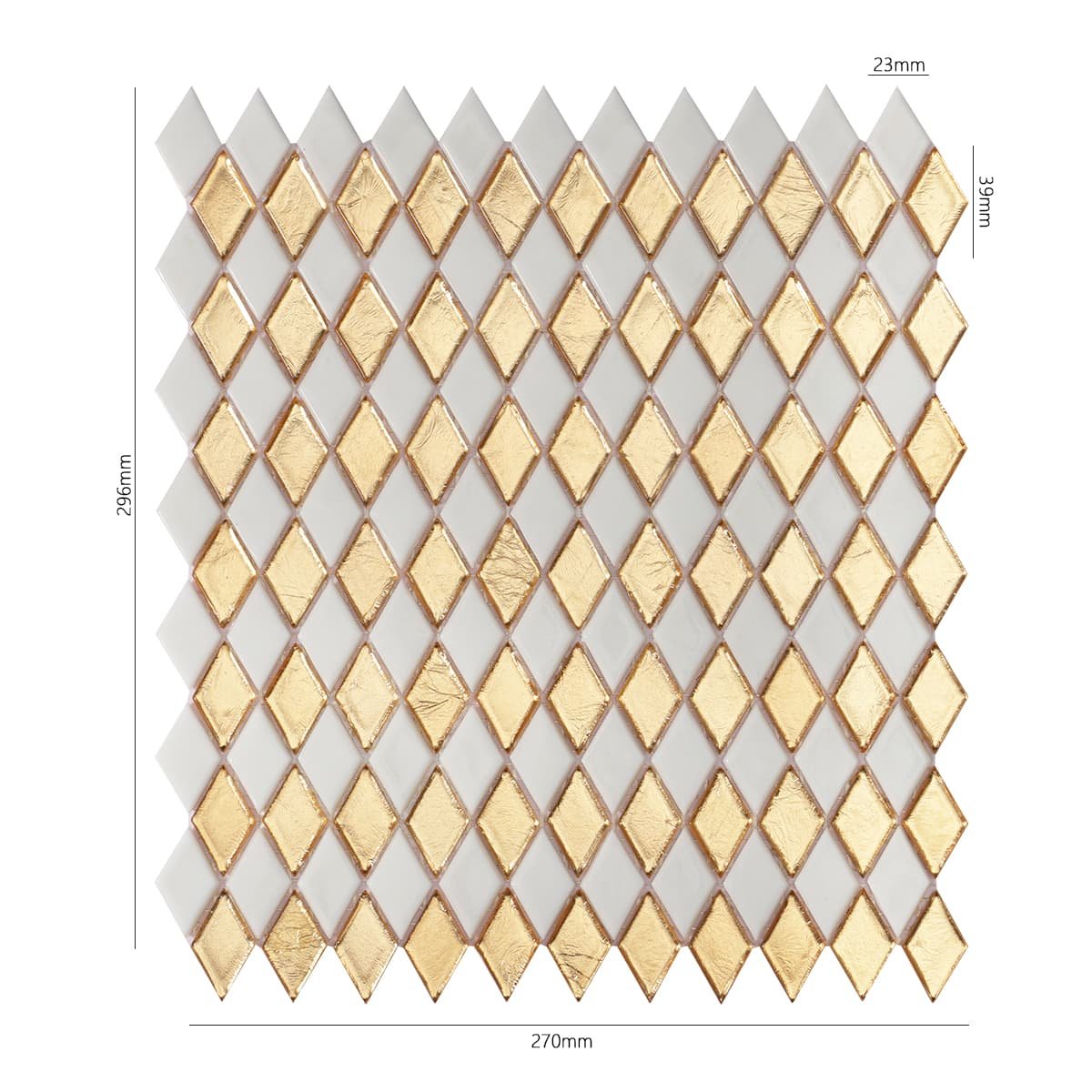 Gold&White Checkerboard Diamond Glass Mosaic Tiles