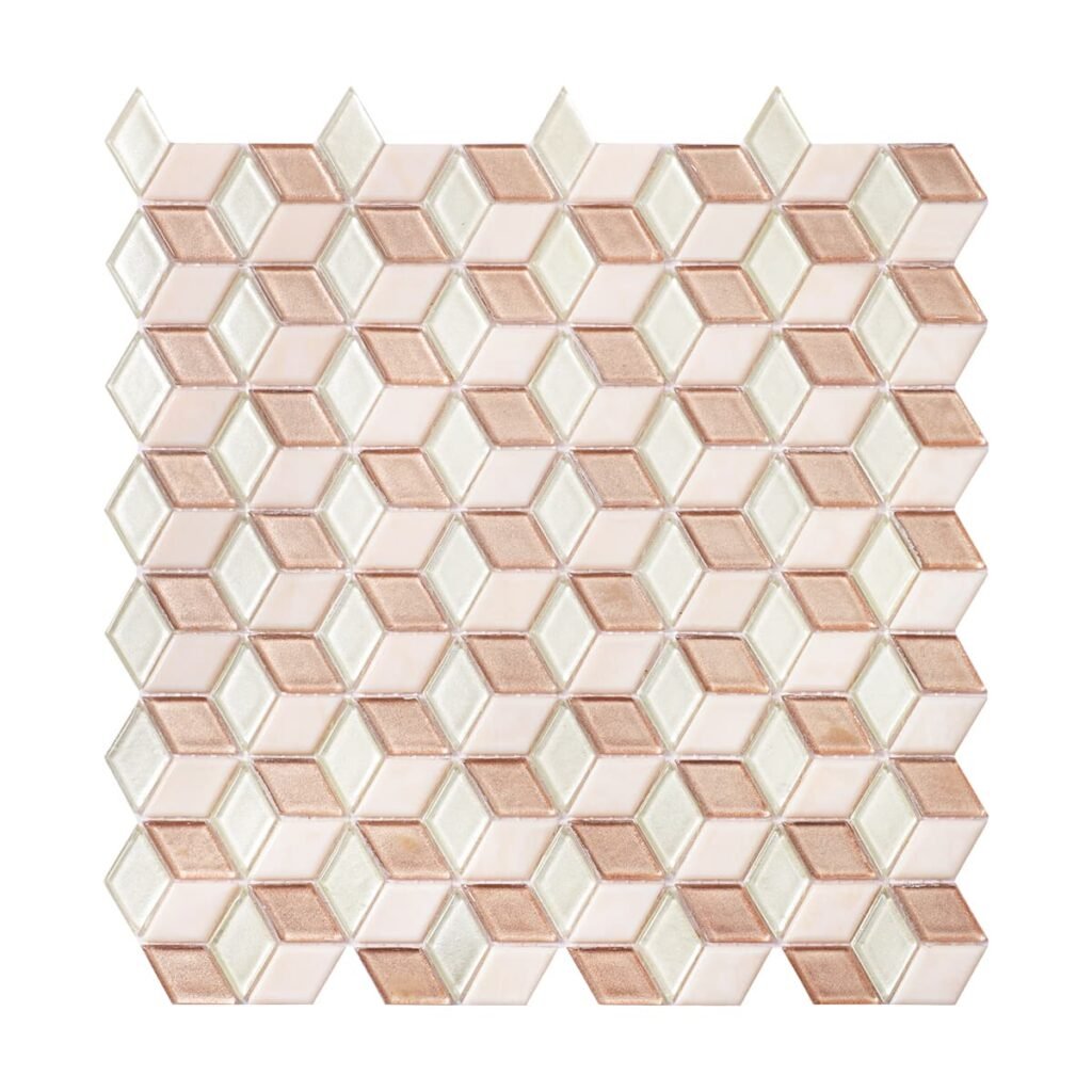 Mosaïque en verre – rose, motif cube