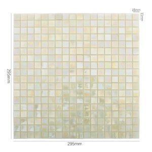 Mosaïque en verre – vert / crème, carré, pour piscine