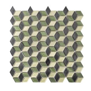 Dark Green Hexgonal Diamond Glass Mosaic Tiles