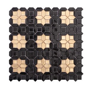 Black and Gold Piceket with Square Glass Mosaic Tiles