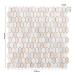 Glasmosaikfliesen – Beige, längliche Sechsecke