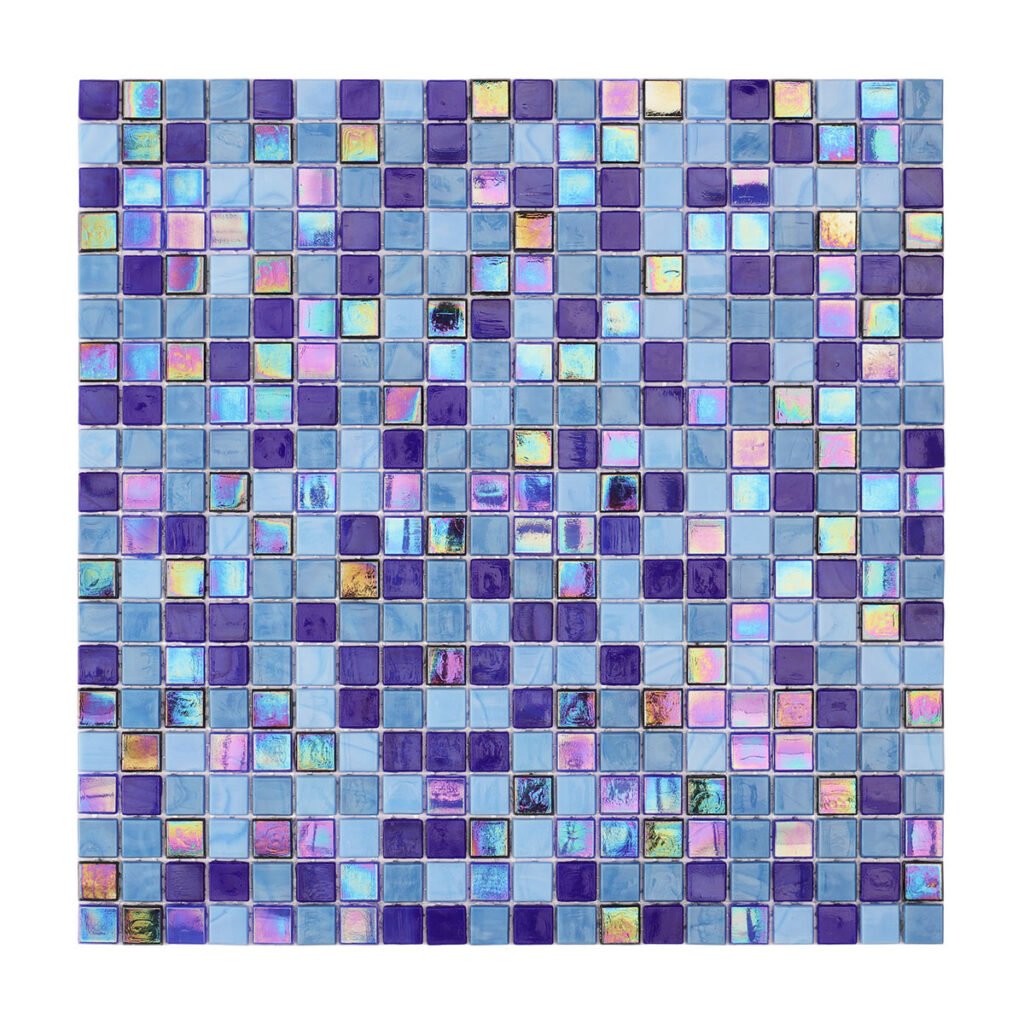 Meerkleurige blauwe iriserende glasmozaïektegels, 15mm*15mm