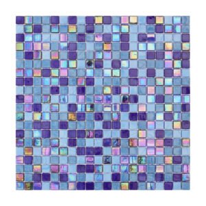 Multicolor Iridescent Blue Glass Mosaic Tiles 15mm*15mm