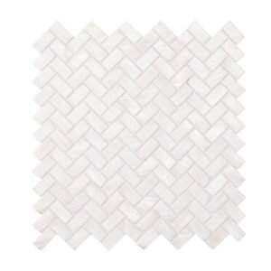 White Mother of Pearl Herringbone Polished Mosaic Tile-BJTiles