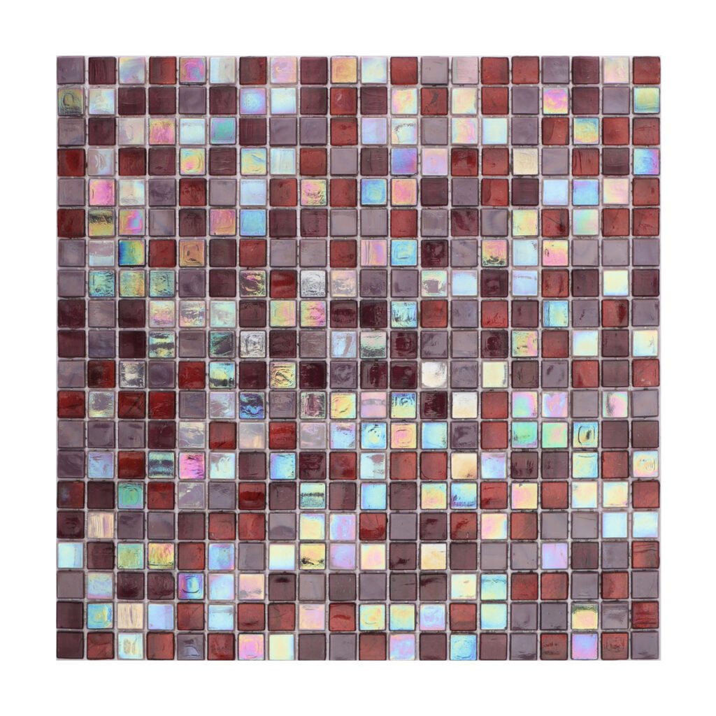 Mosaico de vidrio – rojo / morado, brillante, para suelo