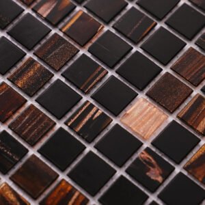 Glasmosaikfliesen – Schwarz / Braun, Quadrate, für Pools