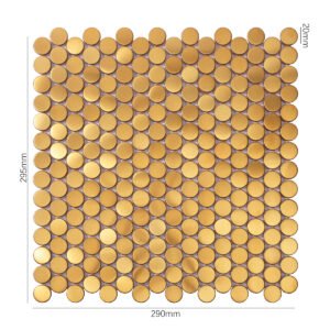 Metallmosaikfliesen – Goldfarben, kleine Rundformen, Rundformen, für Wände