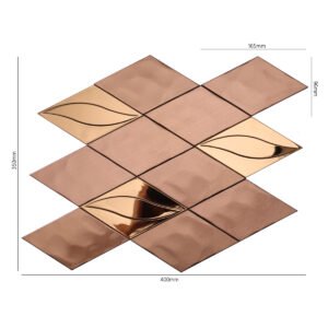 Metallmosaikfliesen – Roségold, Rauten, für Fliesenspiegel – BJ-28D07EDF0073