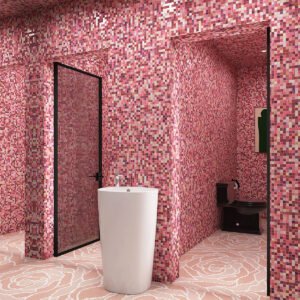 Iridescerande mosaik av glasmålning i lila och rosa