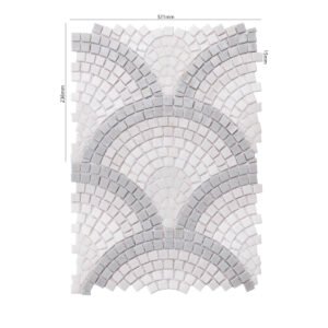 Piastrelle a mosaico – bianco / grigio, a squame di pesce