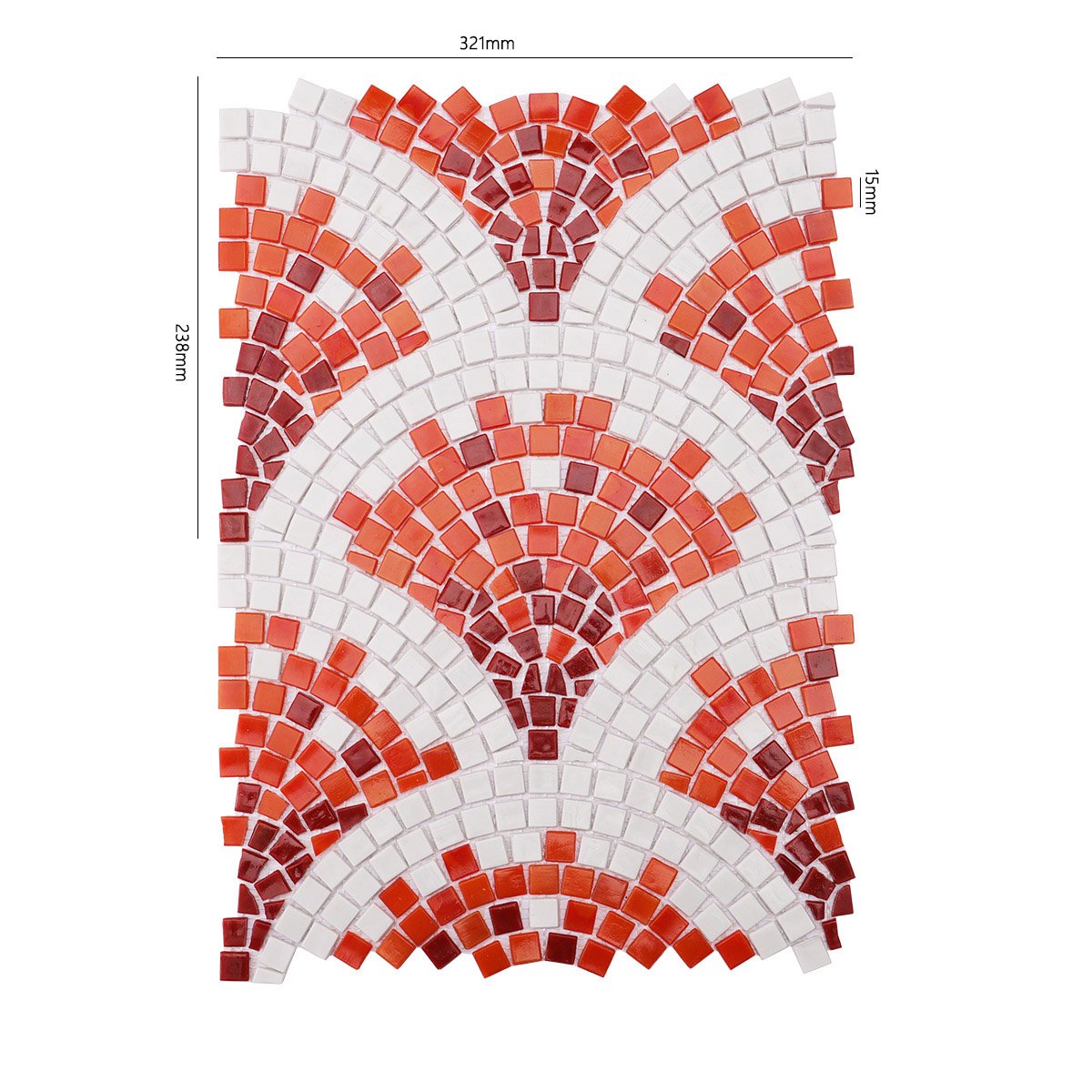 Size view of obverse side of fish scale glass mosaic design