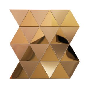 Obverse side of gold triangle metal mosaic wall tiles