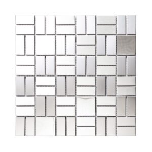 Obverse side of silver stainless steel mosaic tiles