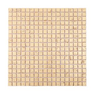 Obverse side of gold foil square travertine mosaic tiles.