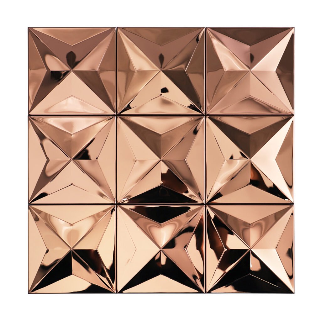 Roségouden 3D-metalen mozaïektegels van roestvrij staal