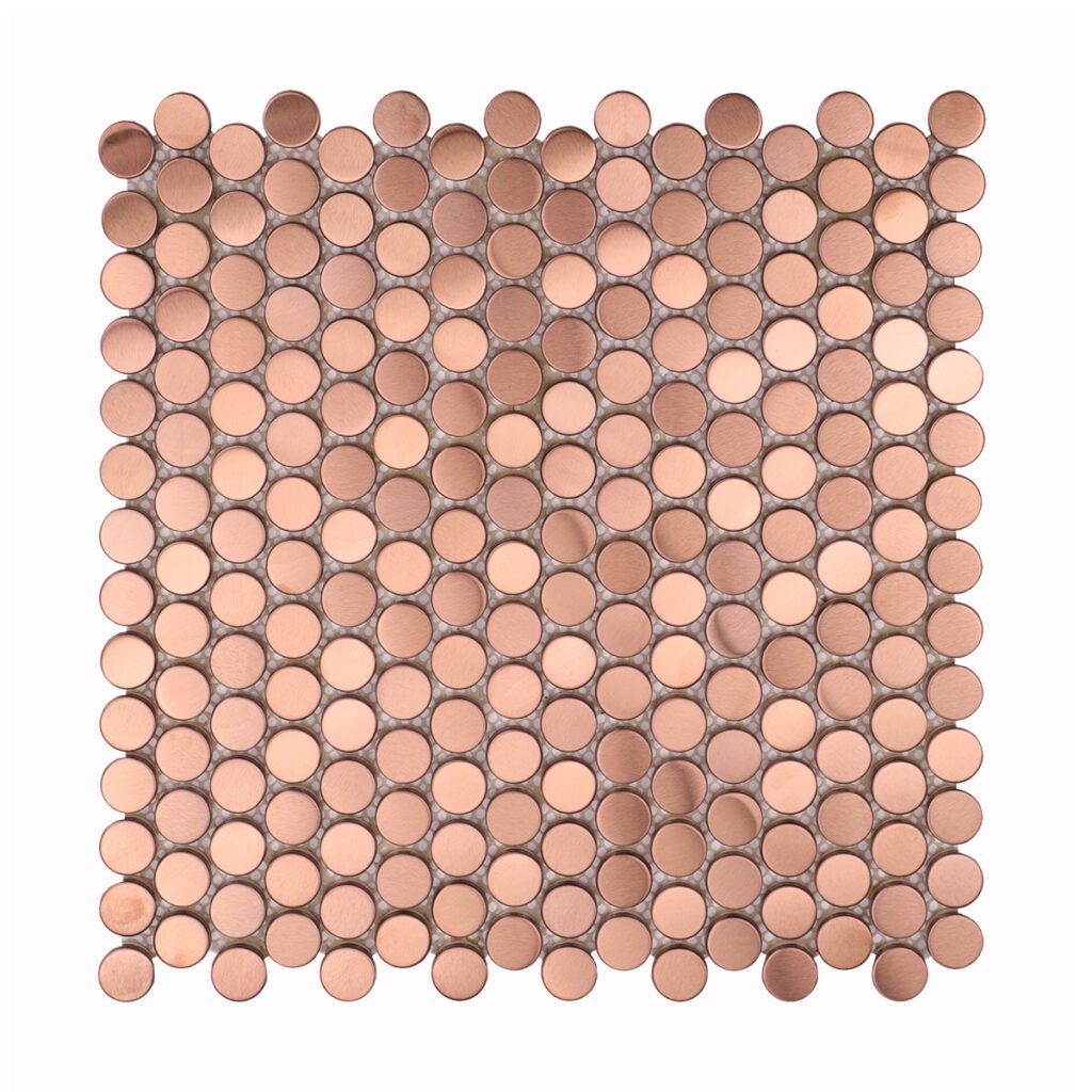 Mosaïque en acier inoxydable – or rose, petits ronds