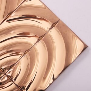 Mosaicos 3D de aço inoxidável ouro rosa com padrão ondulado