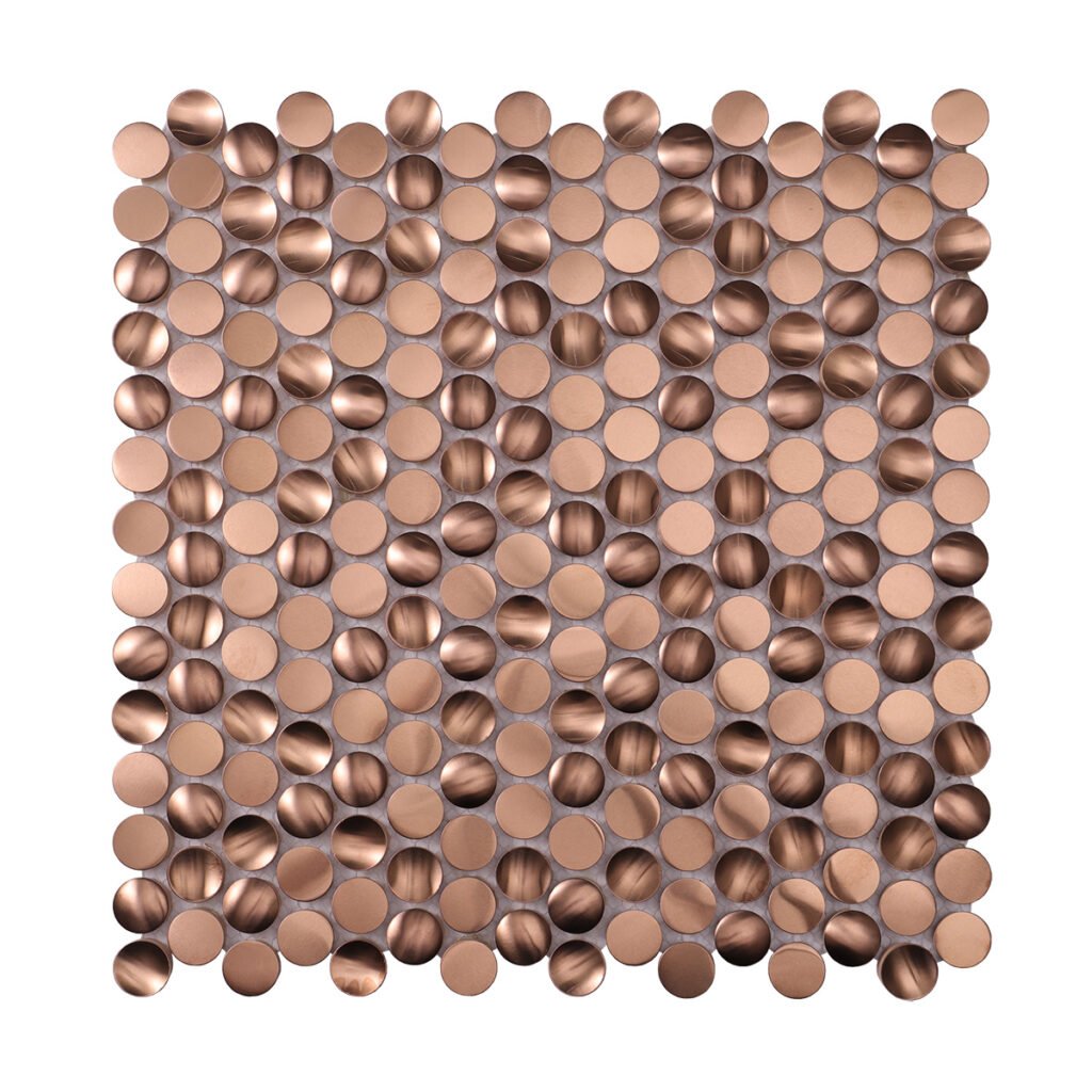 Piastrelle a mosaico in acciaio inossidabile – oro rosa / dorato, tondo piccolo, 3D