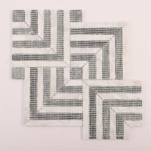 Piastrelle a mosaico in marmo – Verde, Carrara, bianco / verde, a motivi geometrici