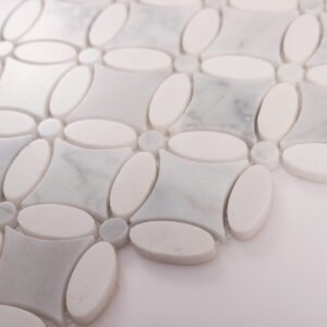Piastrelle a mosaico in marmo – Carrara, bianco, floreale