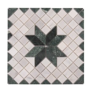 Obverse side of Carrara White & Green Star Marble Mosaic Tiles