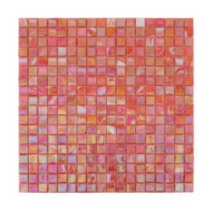 Orange Square Glass Mosaic Kitchen Tiles, obverse side view
