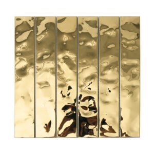 Gold Wave Stainless Steel Brick Mosaic Tiles, obverse side view