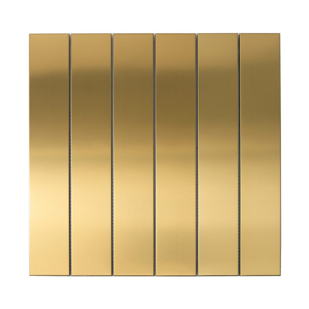 Metallmosaikfliesen – Goldfarben, Rechtecke, gebürstet, Großformat